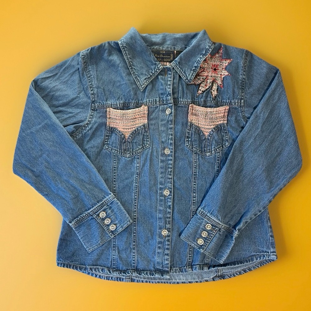 Girl’s New Directions Embellished Denim Jacket Great Condition, Missing Button